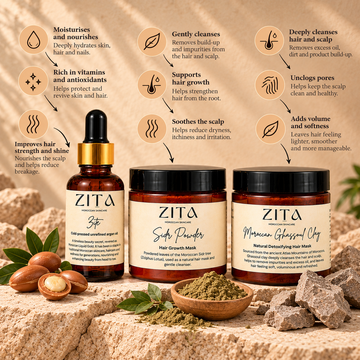 Moroccan Hair Care Ritual Trio