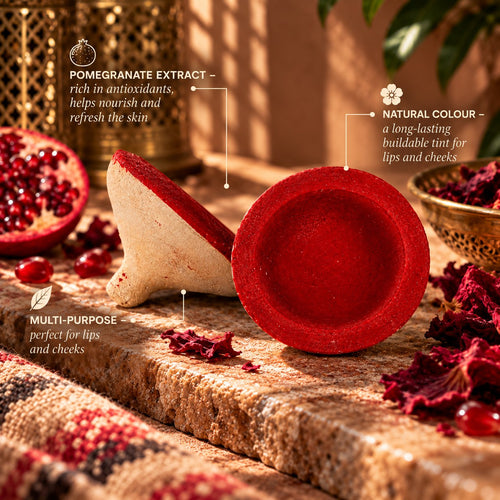 Aker Fassi: pomegranate extract, natural buildable colour for lips and cheeks