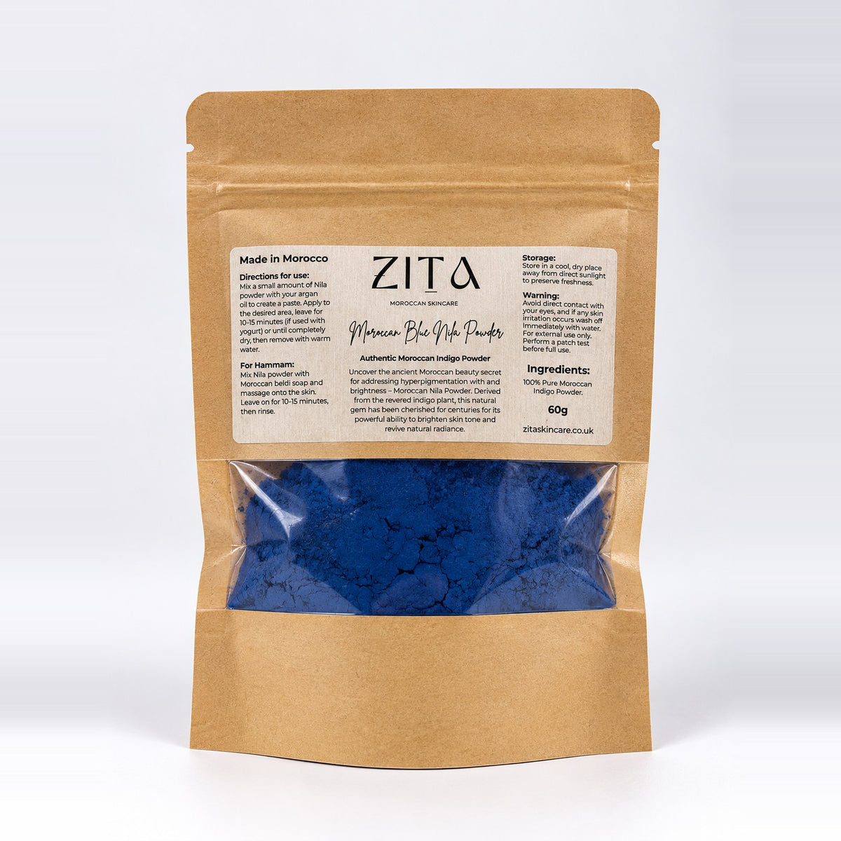 Zita Moroccan Blue Nila Powder in kraft pouch