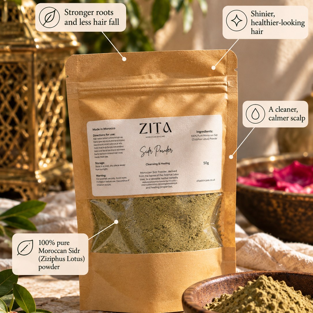 Zita Sidr Powder: stronger roots, shinier hair, a calmer scalp, 100% pure Moroccan Sidr